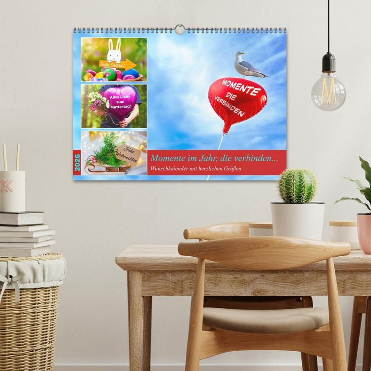 Produktbild: Momente im Jahr, die verbinden - Wunschkalender mit herzlichen Gr&uuml;&szlig;en (Wandkalender 2026 DIN A3 quer), CALVENDO Monatskalender