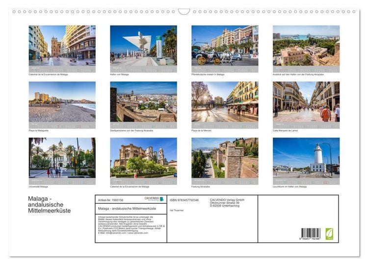 Produktbild: Malaga - andalusische Mittelmeerk&uuml;ste (Wandkalender 2026 DIN A2 quer), CALVENDO Monatskalender