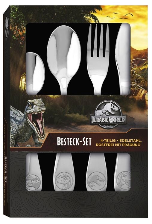 Produktbild: Jurassic Wold 4tlg. Edelstahl-Besteckset
