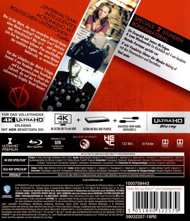 Produktbild: V wie Vendetta (4K Ultra HD) (+ Blu-ray 2D)