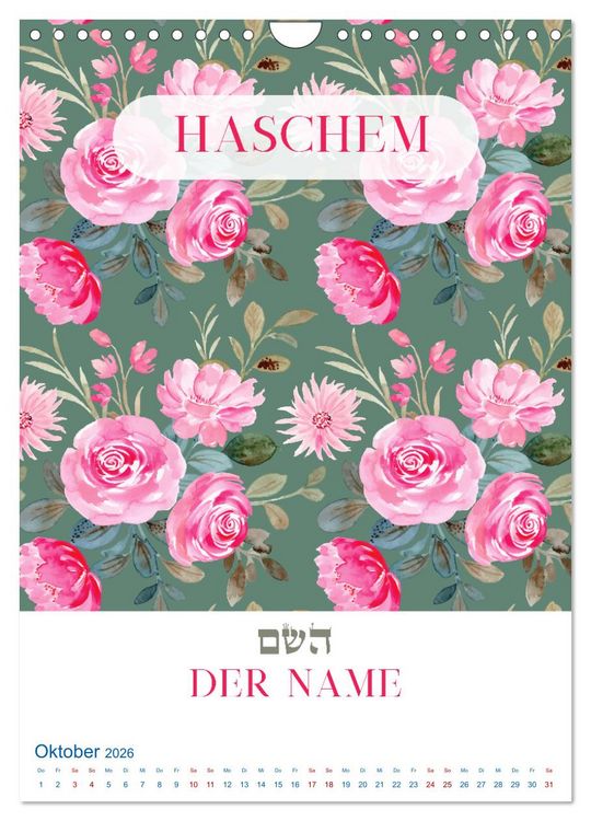 Produktbild: Hebr&auml;ische Namen Gottes aus der Torah (Wandkalender 2026 DIN A4 hoch), CALVENDO Monatskalender