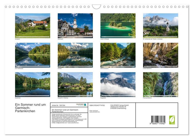 Produktbild: Ein Sommer rund um Garmisch-Partenkirchen (Wandkalender 2026 DIN A3 quer), CALVENDO Monatskalender