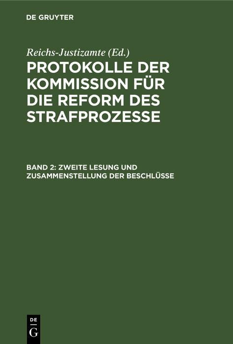 Produktbild: Zweite Lesung und Zusammenstellung der Beschl&uuml;sse