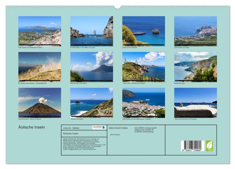 Produktbild: &Auml;olische Inseln (hochwertiger Premium Wandkalender 2026 DIN A2 quer), Kunstdruck in Hochglanz