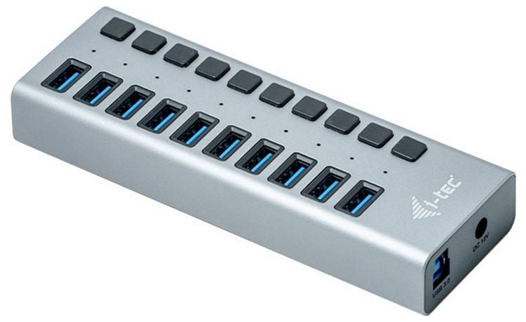 Produktbild: i-tec U3CHARGEHUB10 USB-Hub 10 Port USB-A USB 3.0 5 GBit/s Grau I-TEC USB 3.0 Charging HUB 10 Port