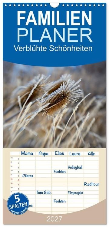 Produktbild: Familienplaner 2027 - Verbl&uuml;hte Sch&ouml;nheiten mit 5 Spalten (Wandkalender, 21 x 45 cm) CALVENDO