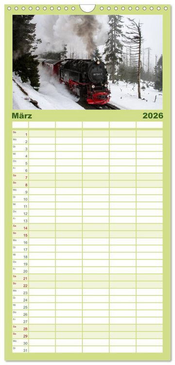 Produktbild: Familienplaner 2026 - Dampferlebnis im Harz mit 5 Spalten (Wandkalender, 21 x 45 cm) CALVENDO