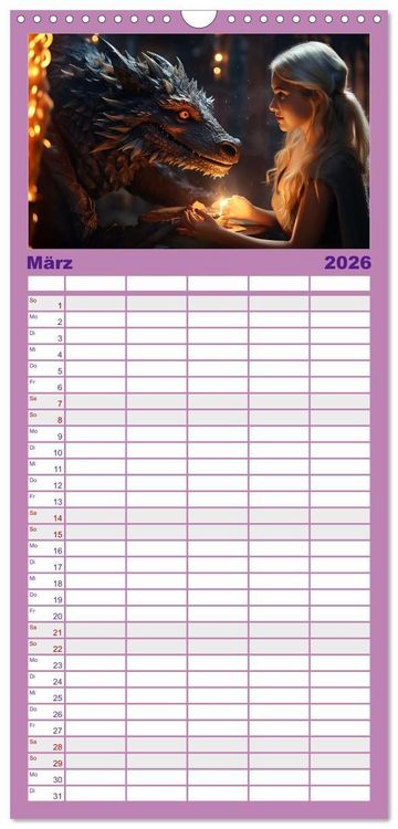 Produktbild: Familienplaner 2026 - Verzaubert von Magie und Romantik mit 5 Spalten (Wandkalender, 21 x 45 cm) CALVENDO