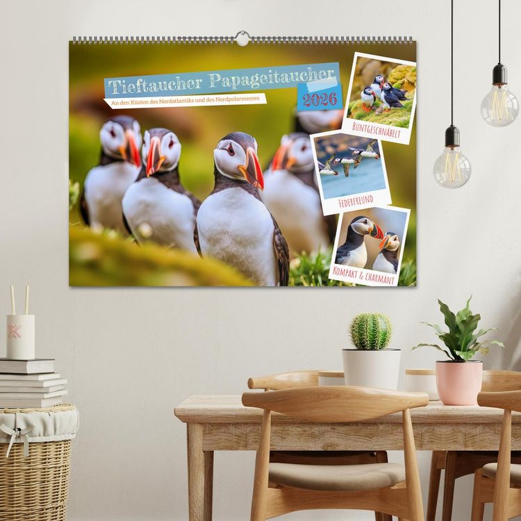 Produktbild: Tieftaucher Papageitaucher (Wandkalender 2026 DIN A2 quer), CALVENDO Monatskalender