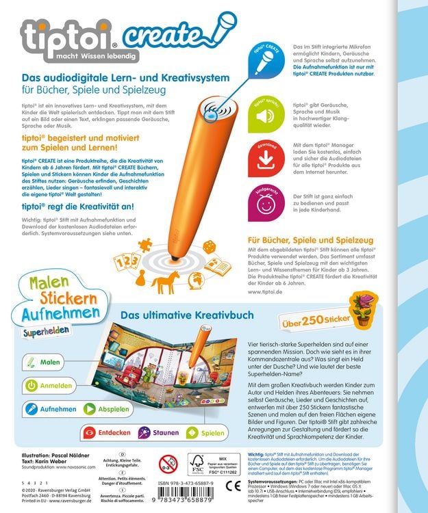 Produktbild: Tiptoi&reg; CREATE Malen Stickern Aufnehmen: Superhelden