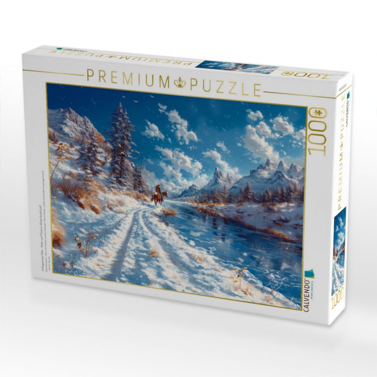 Produktbild: CALVENDO Puzzle Unbegrenzte Stille - Reiter auf Pferd in Winterlandschaft | 1000 Teile Lege-Gr&ouml;&szlig;e 64x48cm Foto-Puzzle f&uuml;r gl&uuml;ckliche Stunden