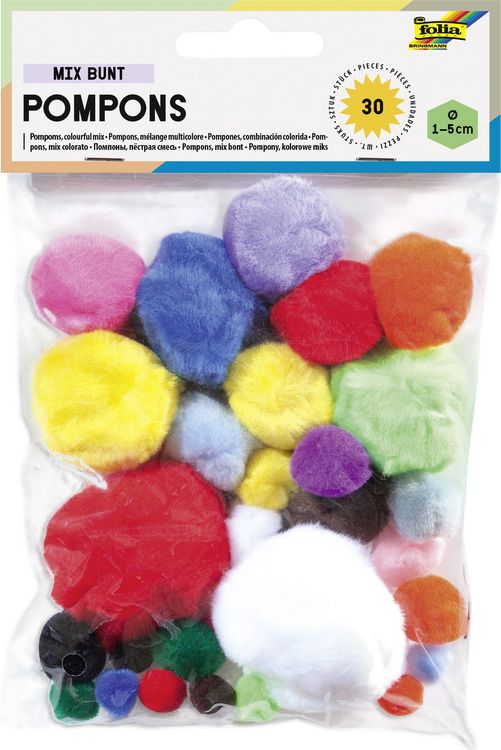 Produktbild: Folia Pompons MIX BUNT 30er Set