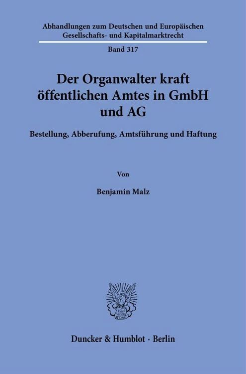 Produktbild: Der Organwalter kraft &ouml;ffentlichen Amtes in GmbH und AG