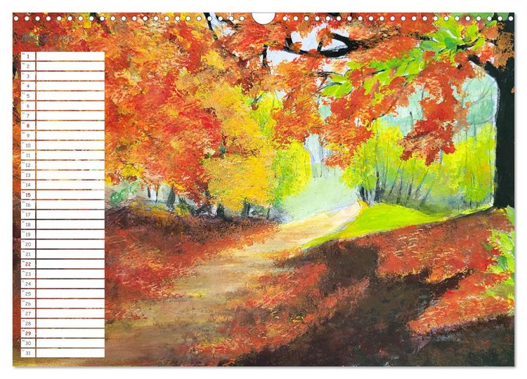 Produktbild: Gemalte Herbsttr&auml;ume - Eine malerische Reise in bunte Herbstlandschaften (Wandkalender 2026 DIN A3 quer), CALVENDO Monatskalender