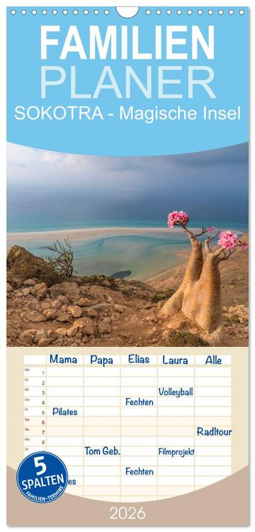Produktbild: Familienplaner 2026 - SOKOTRA - Magische Insel mit 5 Spalten (Wandkalender, 21 x 45 cm) CALVENDO