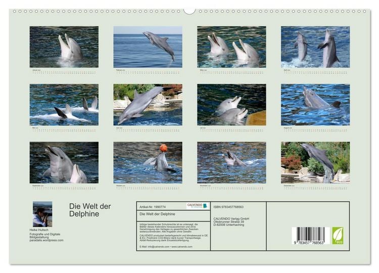 Produktbild: Die Welt der Delphine (hochwertiger Premium Wandkalender 2026 DIN A2 quer), Kunstdruck in Hochglanz