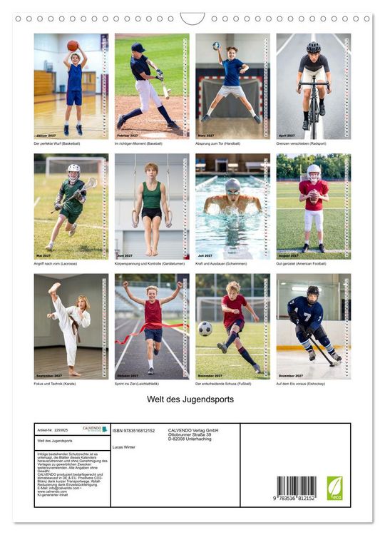 Produktbild: Welt des Jugendsports (Wandkalender 2027 DIN A3 hoch), CALVENDO Monatskalender