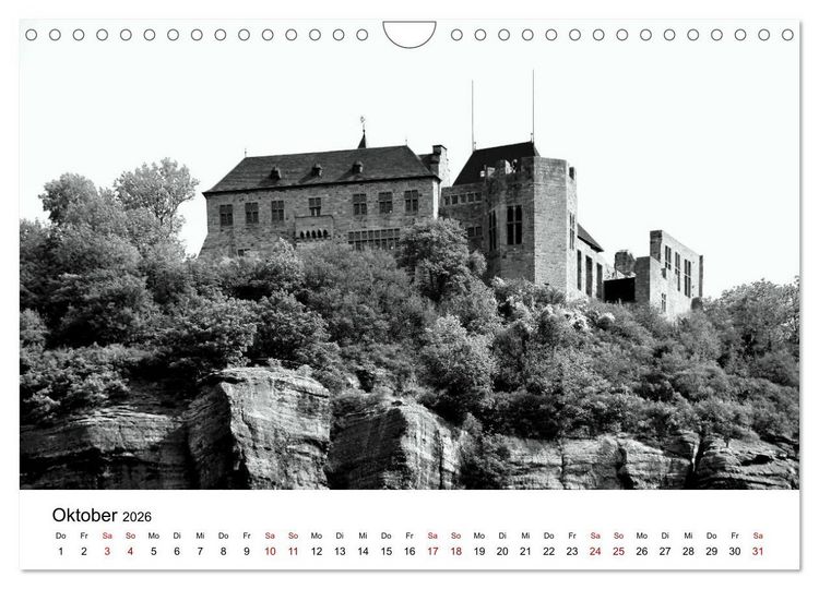 Produktbild: Burgen in schwarzwei&szlig; - Wie aus alten Zeiten (Wandkalender 2026 DIN A4 quer), CALVENDO Monatskalender