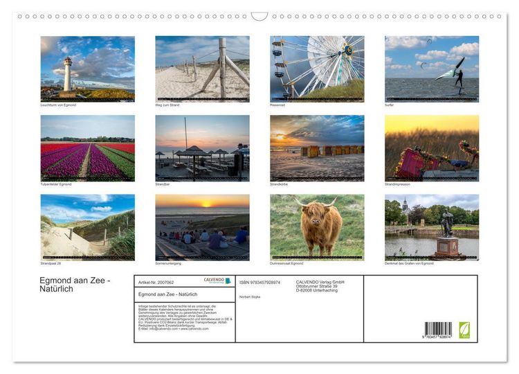Produktbild: Egmond aan Zee - Nat&uuml;rlich (Wandkalender 2026 DIN A2 quer), CALVENDO Monatskalender