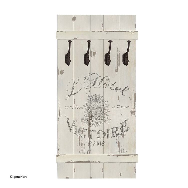 Produktbild: HTI-Living Rustikale Wandgarderobe im Vintage-Look Shabby Chic mit 4 Haken