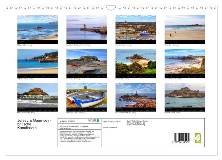 Produktbild: Jersey & Guernsey - britische Kanalinseln (Wandkalender 2026 DIN A3 quer), CALVENDO Monatskalender