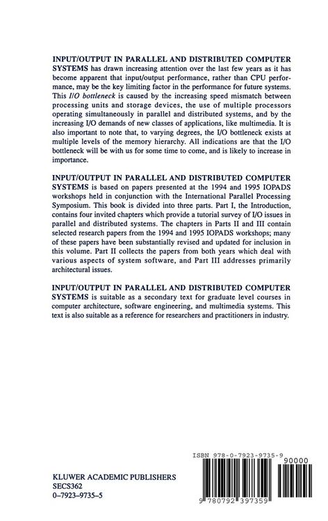 Produktbild: Input/Output in Parallel and Distributed Computer Systems