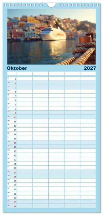 Produktbild: Familienplaner 2027 - Kreuzfahrtschiffe Kalender - Kreuzfahrten und Giganten der Meere mit 5 Spalten (Wandkalender, 21 x 45 cm) CALVENDO
