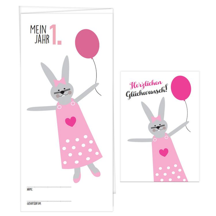 Produktbild: Babykalender &bdquo;Mein erstes Jahr&ldquo; f&uuml;r M&auml;dchen, inkl. passender Gl&uuml;ckwunschkarte