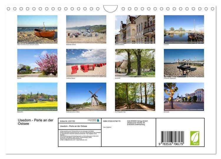 Produktbild: Usedom - Perle an der Ostsee (Wandkalender 2027 DIN A4 quer), CALVENDO Monatskalender