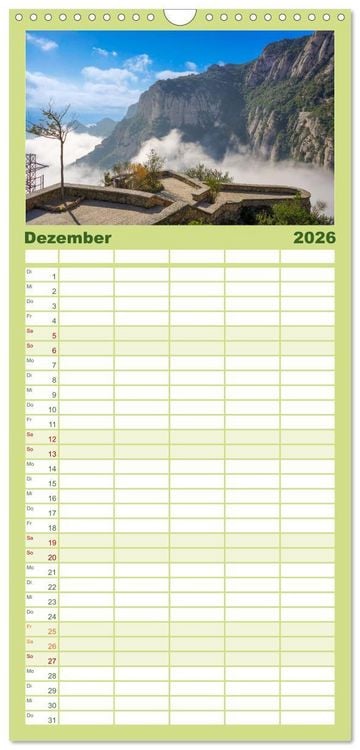 Produktbild: Familienplaner 2026 - Montserrat Wanderung mit 5 Spalten (Wandkalender, 21 x 45 cm) CALVENDO