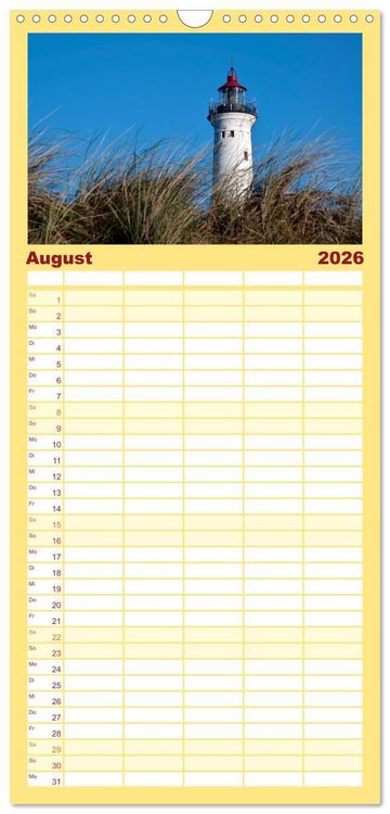 Produktbild: Familienplaner 2026 - Leuchtt&uuml;rme PUR mit 5 Spalten (Wandkalender, 21 x 45 cm) CALVENDO