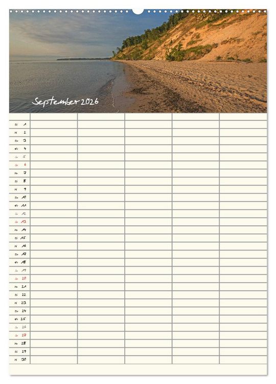 Produktbild: R&uuml;gen - Urlaubsparadies an der Ostsee - Familienplaner (Wandkalender 2026 DIN A2 hoch), CALVENDO Monatskalender