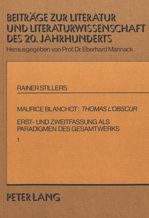 Produktbild: Maurice Blanchot: Thomas l'Obscur