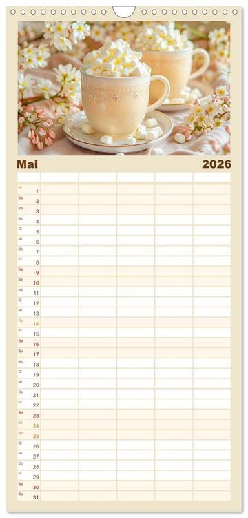 Produktbild: Familienplaner 2026 - Cappuccino, Latte und mehr - Der gro&szlig;e Kaffeekalender mit 5 Spalten (Wandkalender, 21 x 45 cm) CALVENDO