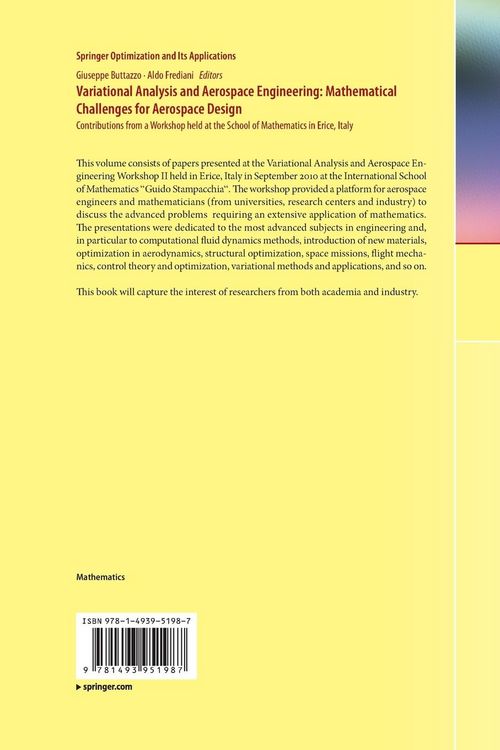 Produktbild: Variational Analysis and Aerospace Engineering: Mathematical Challenges for Aerospace Design