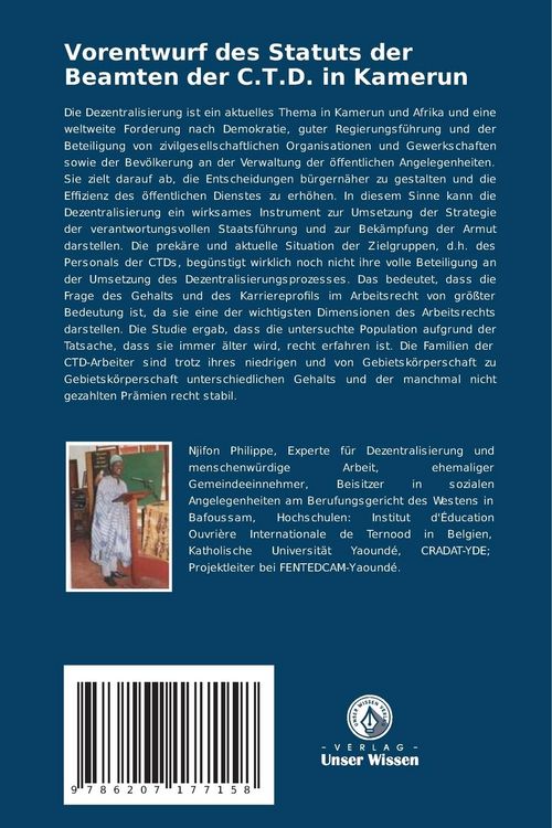 Produktbild: Vorentwurf des Statuts der Beamten der C.T.D. in Kamerun