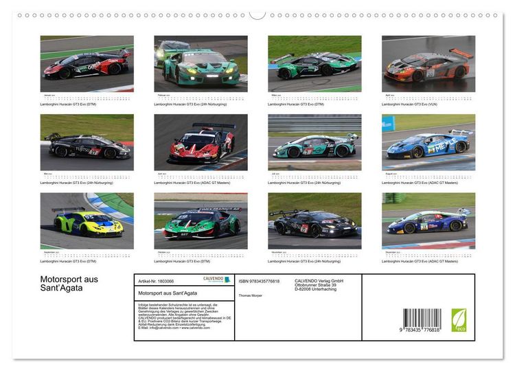 Produktbild: Motorsport aus Sant&rsquo;Agata (hochwertiger Premium Wandkalender 2025 DIN A2 quer), Kunstdruck in Hochglanz