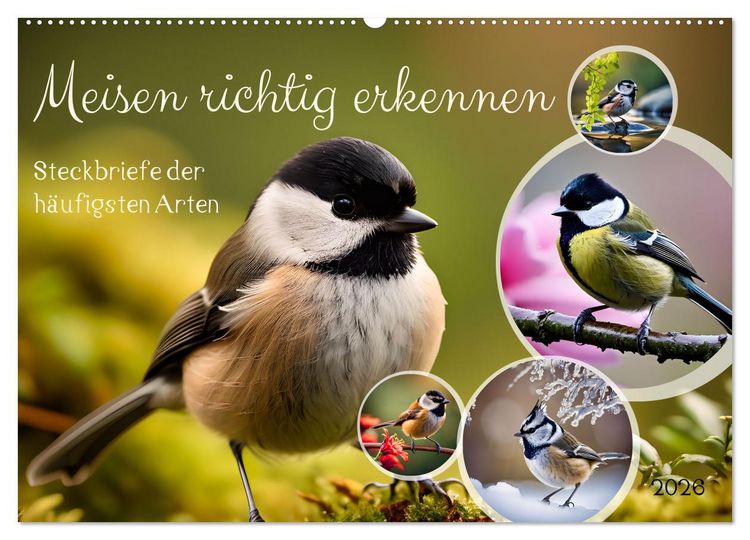Produktbild: Meisen richtig erkennen (Wandkalender 2026 DIN A2 quer), CALVENDO Monatskalender