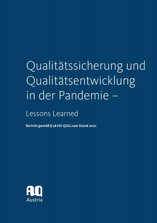 Produktbild: Qualit&auml;tssicherung und Qualit&auml;tsentwicklung in der Pandemie &ndash; Lessons Learned