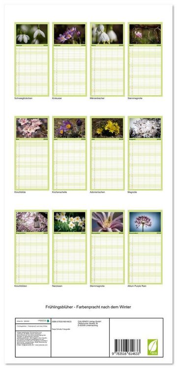 Produktbild: Familienplaner 2026 - Fr&uuml;hlingsbl&uuml;her - Farbenpracht nach dem Winter mit 5 Spalten (Wandkalender, 21 x 45 cm) CALVENDO