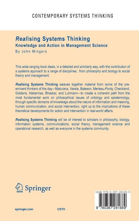 Produktbild: Realising Systems Thinking: Knowledge and Action in Management Science
