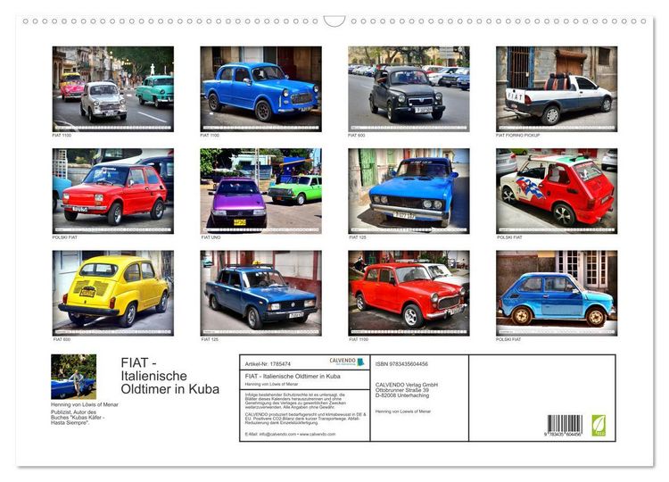 Produktbild: FIAT - Italienische Oldtimer in Kuba (Wandkalender 2025 DIN A2 quer), CALVENDO Monatskalender