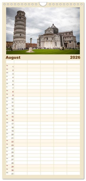 Produktbild: Familienplaner 2026 - Toskana 2026 mit 5 Spalten (Wandkalender, 21 x 45 cm) CALVENDO