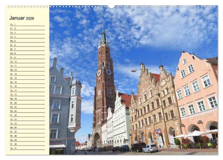 Produktbild: Landshut erleben (hochwertiger Premium Wandkalender 2026 DIN A2 quer), Kunstdruck in Hochglanz