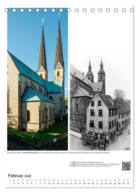 Produktbild: Bielefelder Fotomotive heute und damals mit historischen Ereignissen (Tischkalender 2026 DIN A5 hoch), CALVENDO Monatskalender