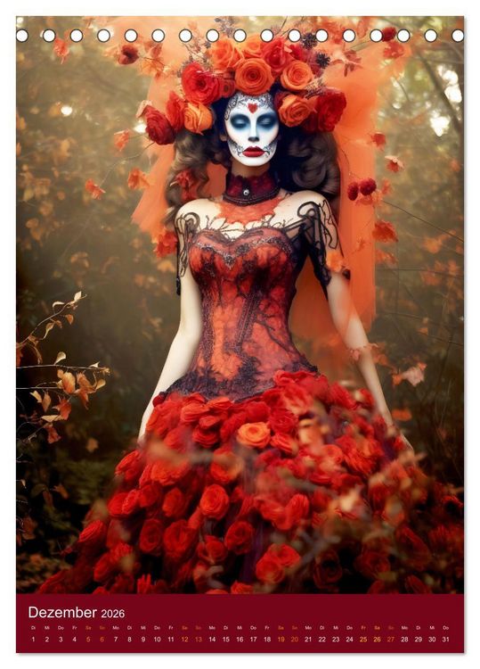 Produktbild: Dia de Muertos Kreative Portr&auml;ts in Festanlehnung (Tischkalender 2026 DIN A5 hoch), CALVENDO Monatskalender