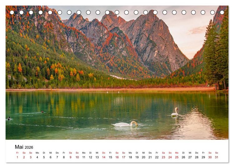 Produktbild: Dolomiten, Drei Zinnen Naturpark: Alpenlandschaften (Tischkalender 2026 DIN A5 quer), CALVENDO Monatskalender