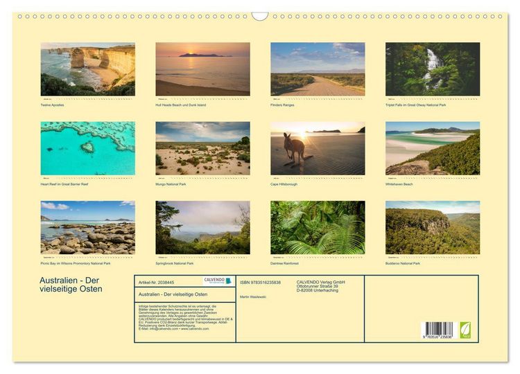Produktbild: Australien - Der vielseitige Osten (Wandkalender 2026 DIN A2 quer), CALVENDO Monatskalender