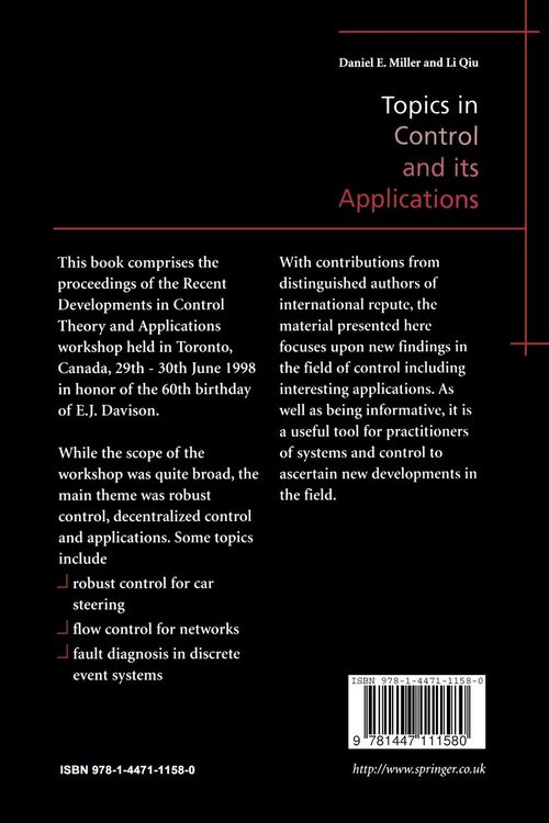 Produktbild: Topics in Control and its Applications