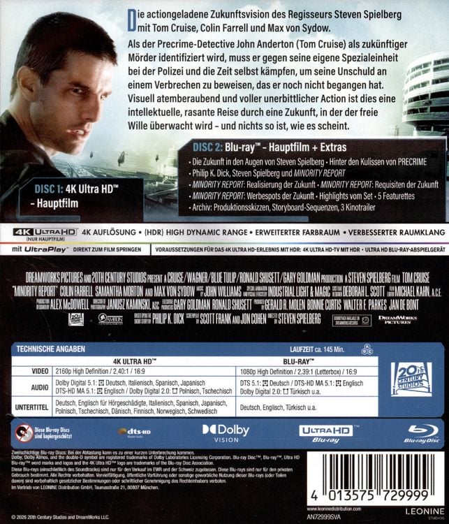 Produktbild: Minority Report (4K Ultra HD+BR)